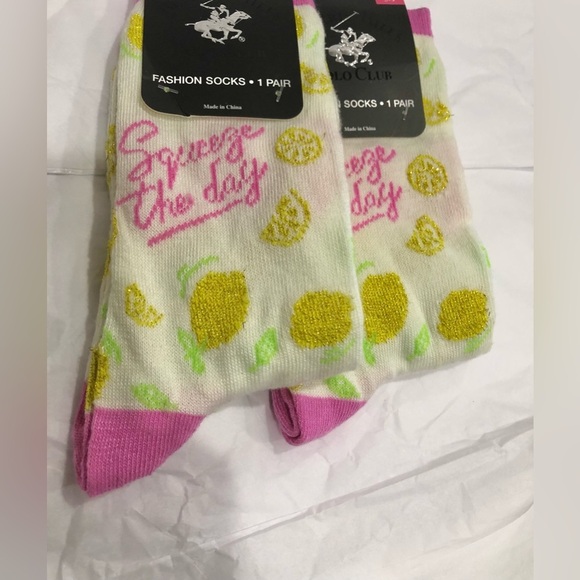 2pairs‎ lemon print squeeze the day cream & pink printed socks - Picture 4 of 9